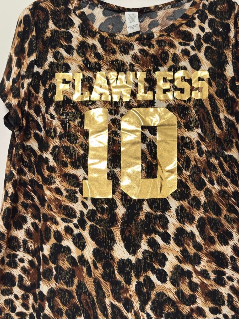 Blush Women’s 3X Leopard Print Tunic Top Gold Foil FLAWLESS 10 Short Sleeve - Picture 3 of 10